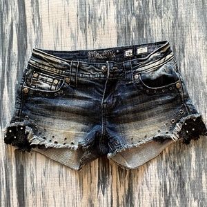Miss Me Rhinestone and Lace detail Short 26